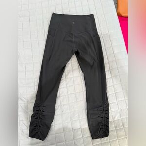 Athleta Black Leggings with Ruched Detail